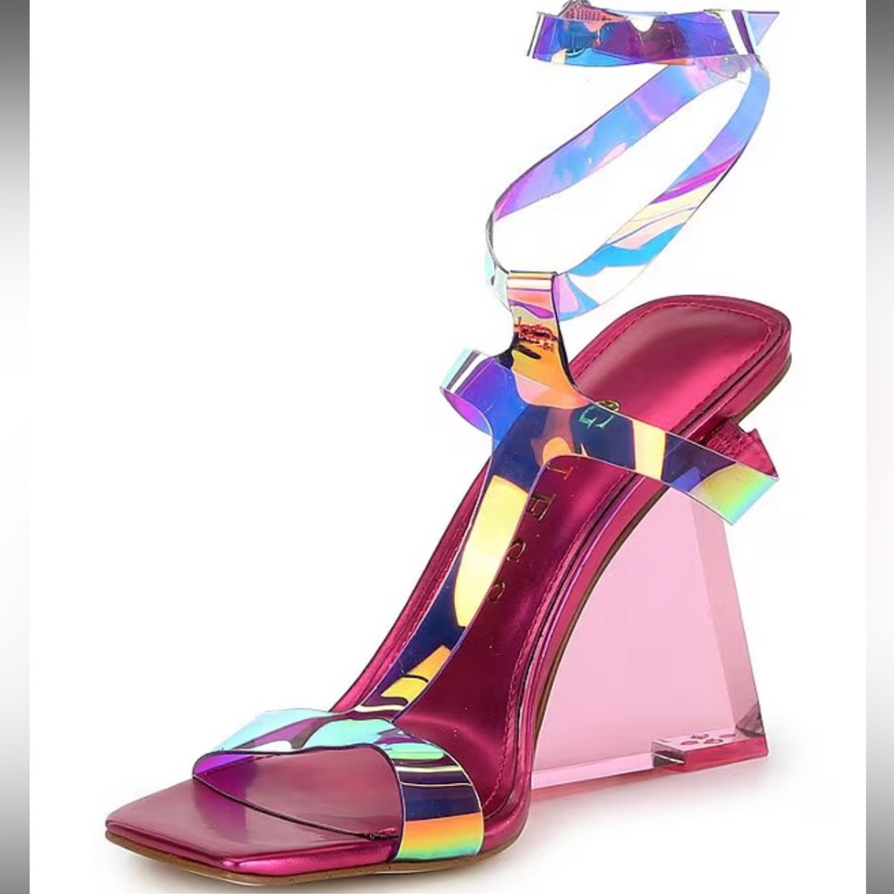 Bacio2 Iridescent Rainbow Clear Wedge Dress Sandals